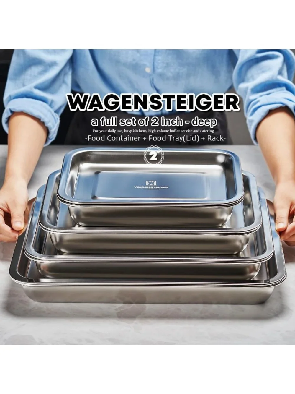 5.6Qt Stainless Steel Food Prep Container with Rack & Lid - Perfect for